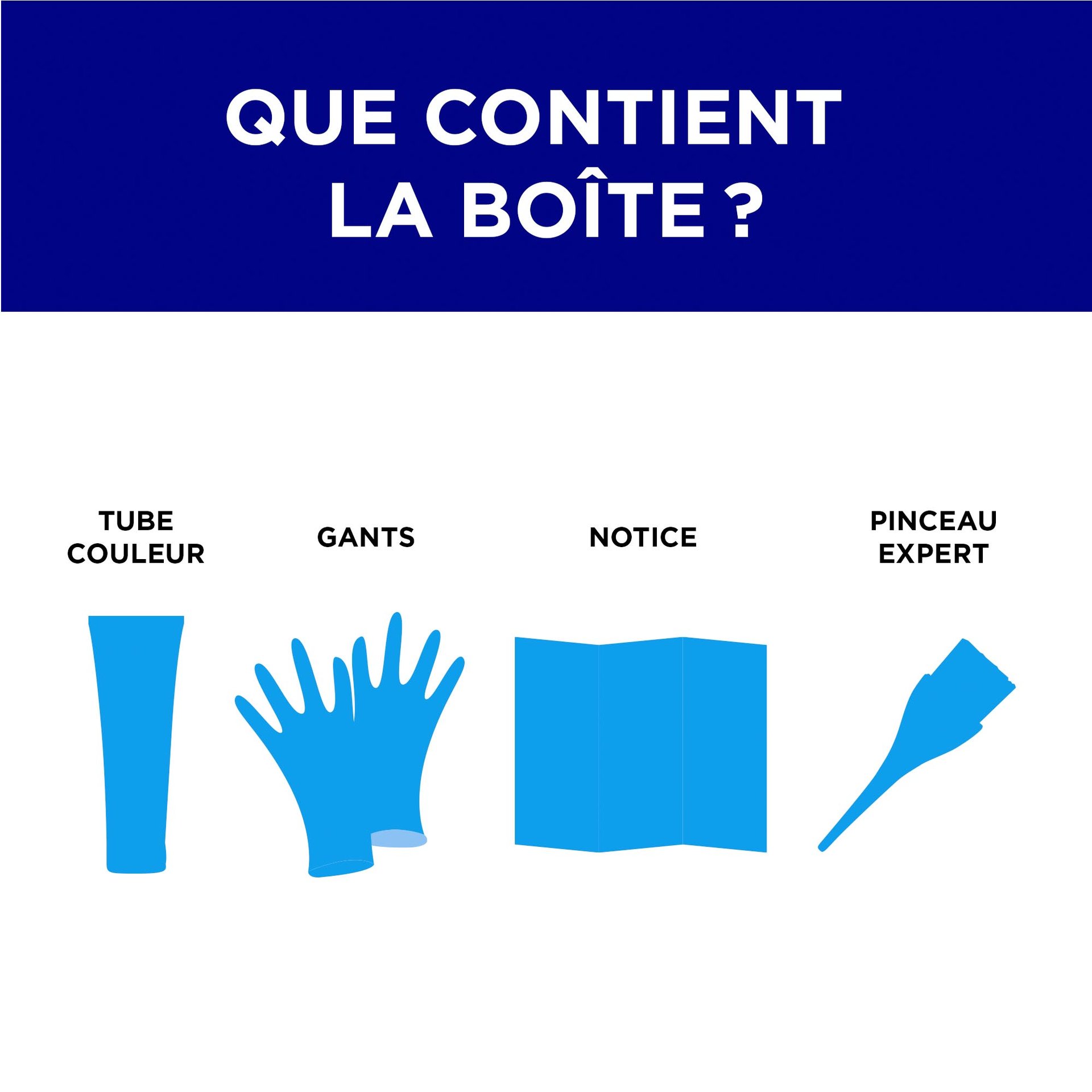 Dans une boite de coloration Colorista Semi Permanente, il y a un tube couleur, des gants, une notice et pinceaux expert